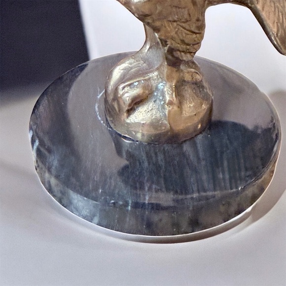 MCM Andrea By Sadek Majestic Brass Eagle Figurine Eagle Sculpture Marble Base - Picture 7 of 9
